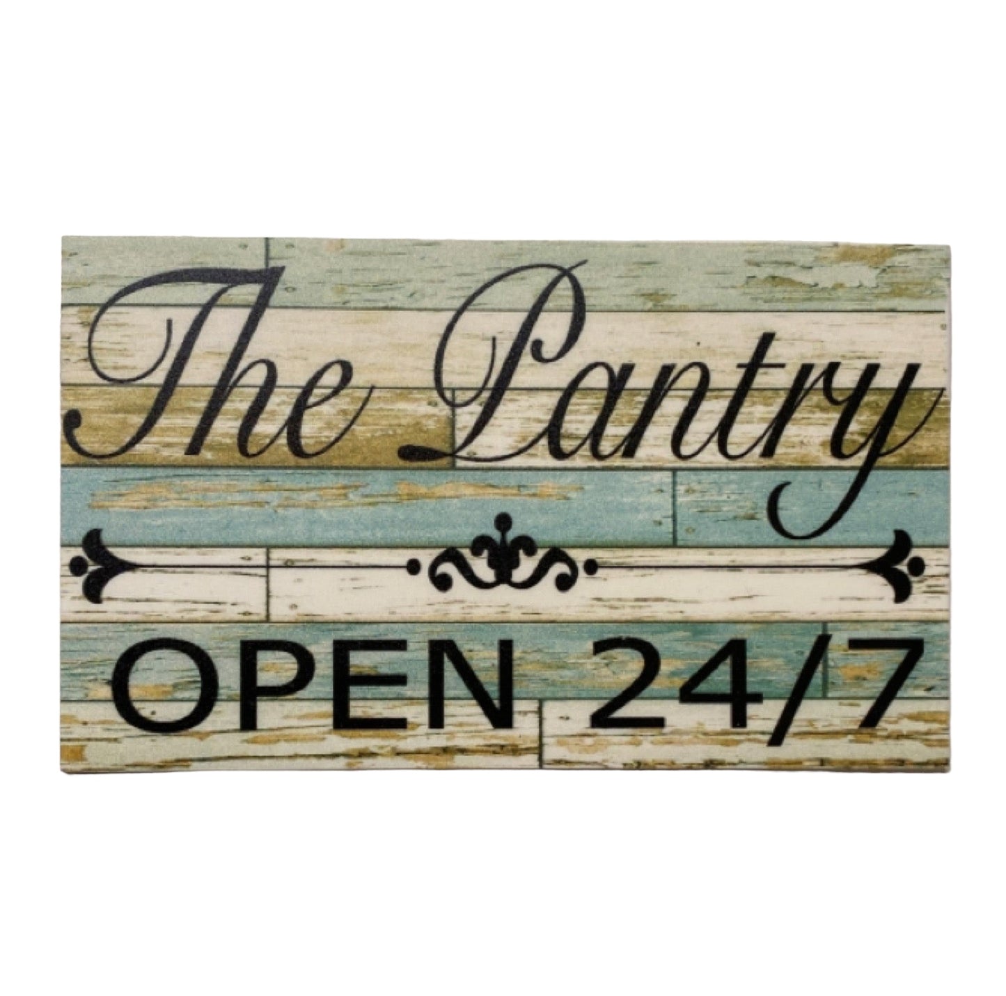 The Pantry Open 24/7 Kitchen Vintage Blue Sign
