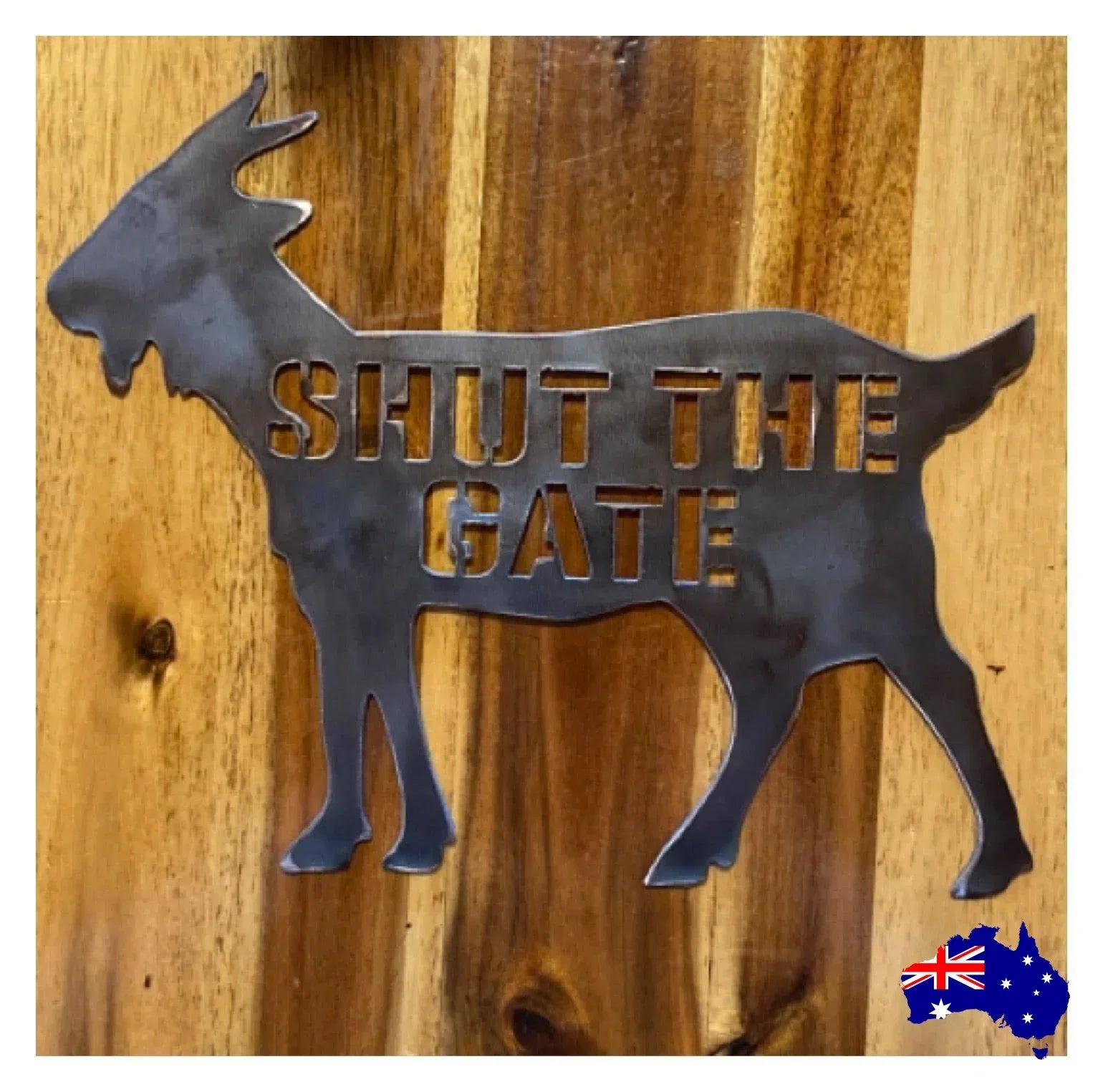 Goat Shut The Gate Steel Metal Sign - The Renmy Store Homewares & Gifts 