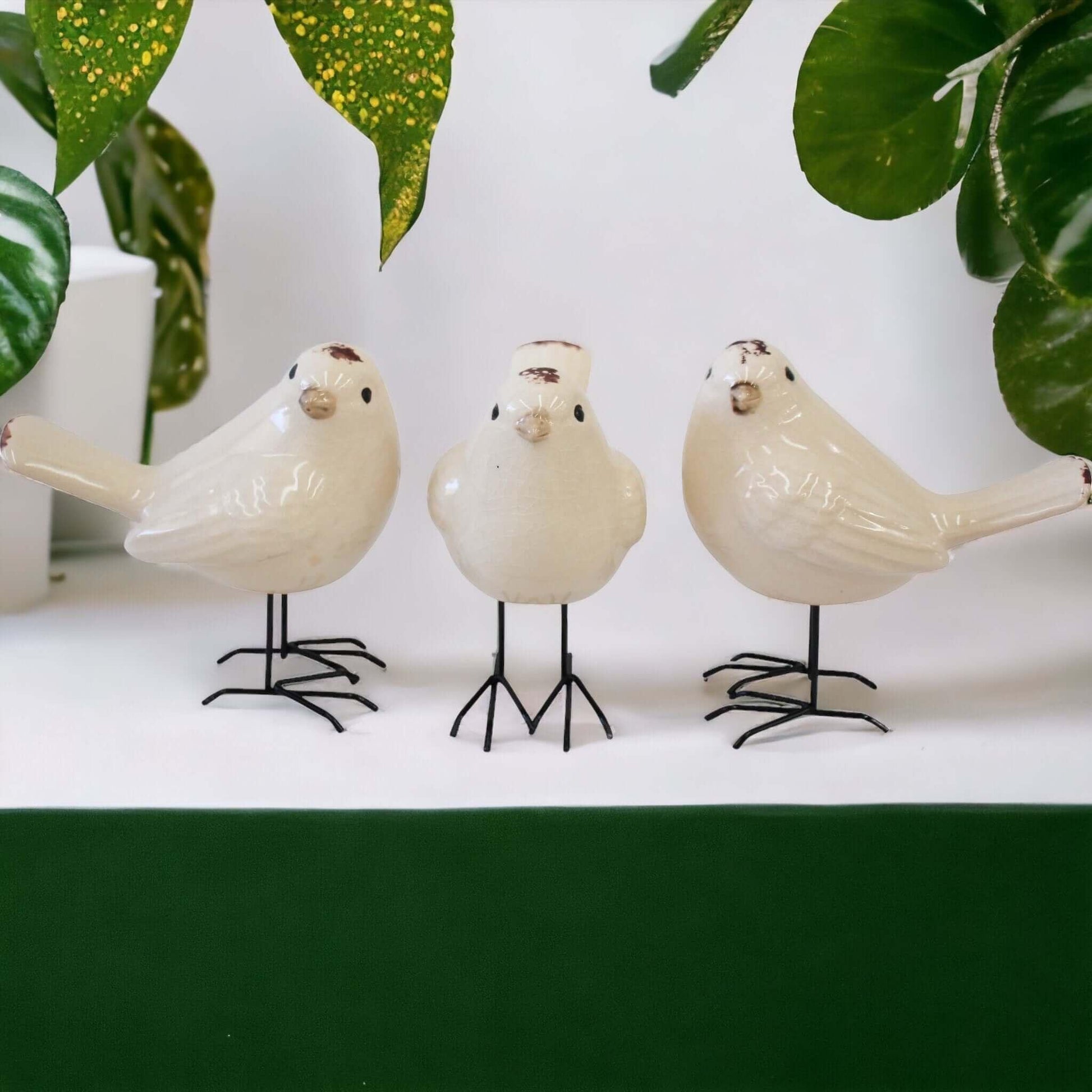 Bird Birds White Legs Décor Set Of 3 - The Renmy Store Homewares & Gifts 