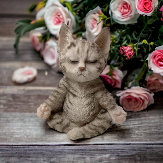 Cat Yoga Meditate Grey Ornament - The Renmy Store Homewares & Gifts 