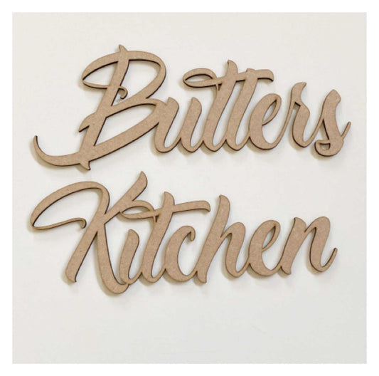 Butlers Kitchen Word Door Wall Art DIY Raw MDF Timber Wood - The Renmy Store Homewares & Gifts 