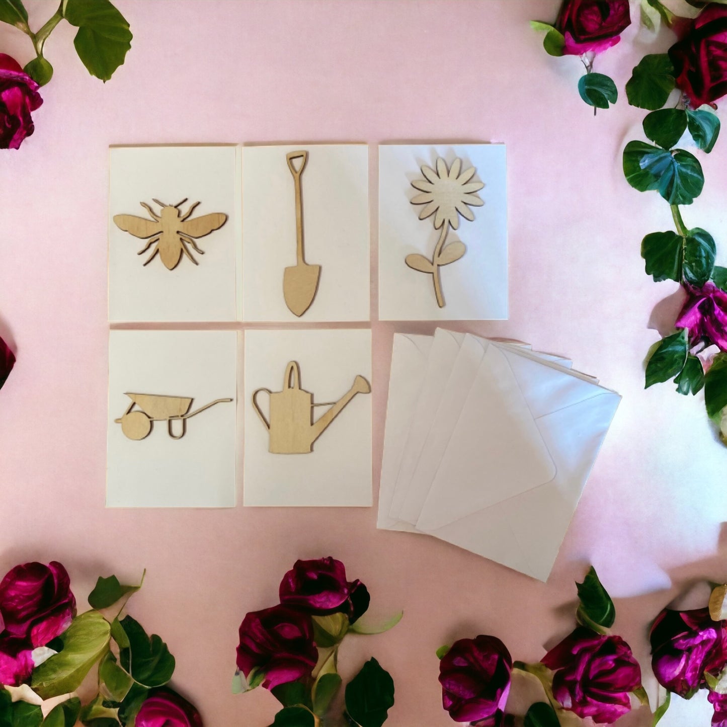Card Envelope Greeting Set of 5 Garden Gardener White - The Renmy Store Homewares & Gifts 