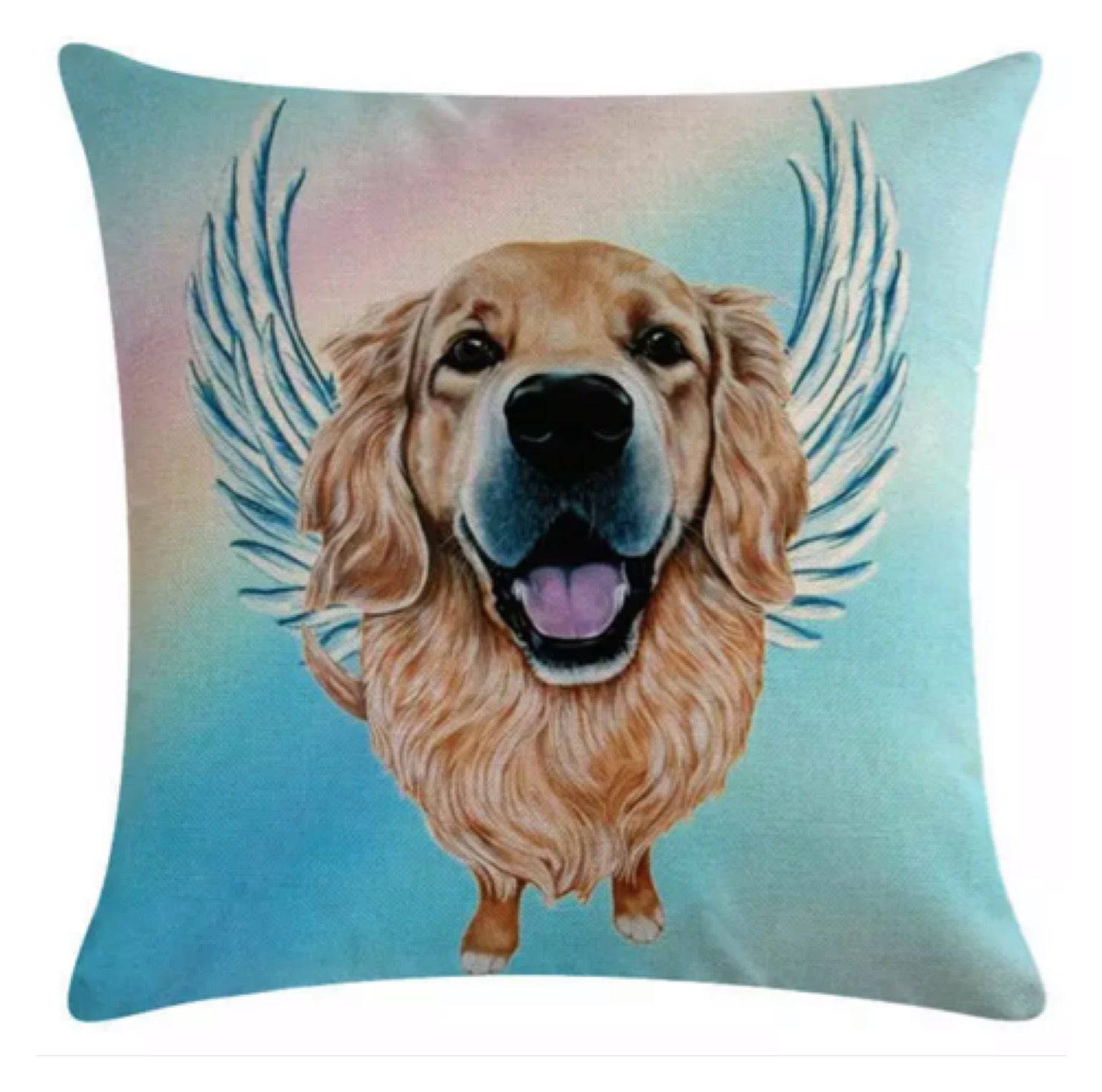 Cushion Cover Pillow Dog Angel Retriever - The Renmy Store Homewares & Gifts 