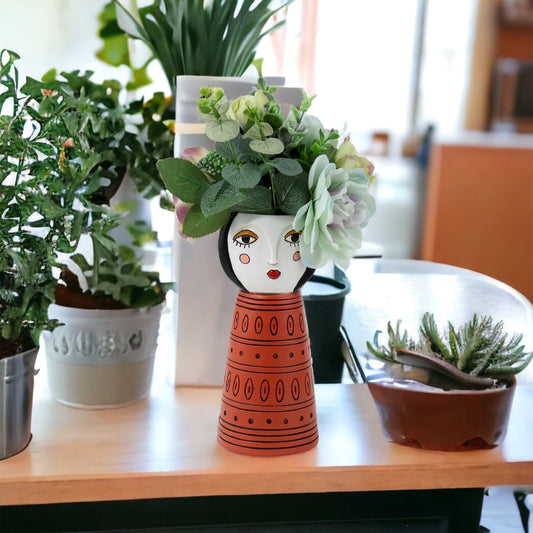 Pot Plant Planter Vase Lady Orange