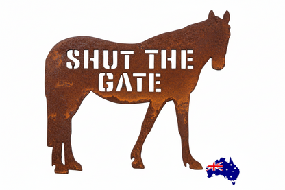 Custom Horse Gate Sign - Personalised Rusty Metal Steel Sign - Australian Made