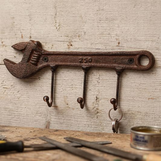 Individual spanner wall hook rack in a workshop