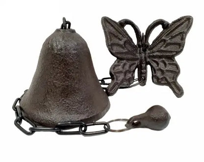 Vintage Butterfly Bell Chime | Cast Iron Garden Wind Chime | Farmhouse Decor