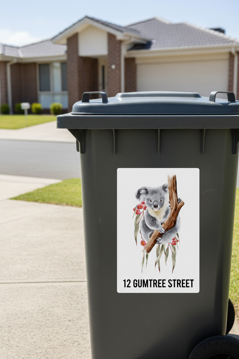 Koala sticker with 12 Gumtree Street