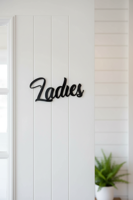 Ladies Sign Black White Hamptons Door