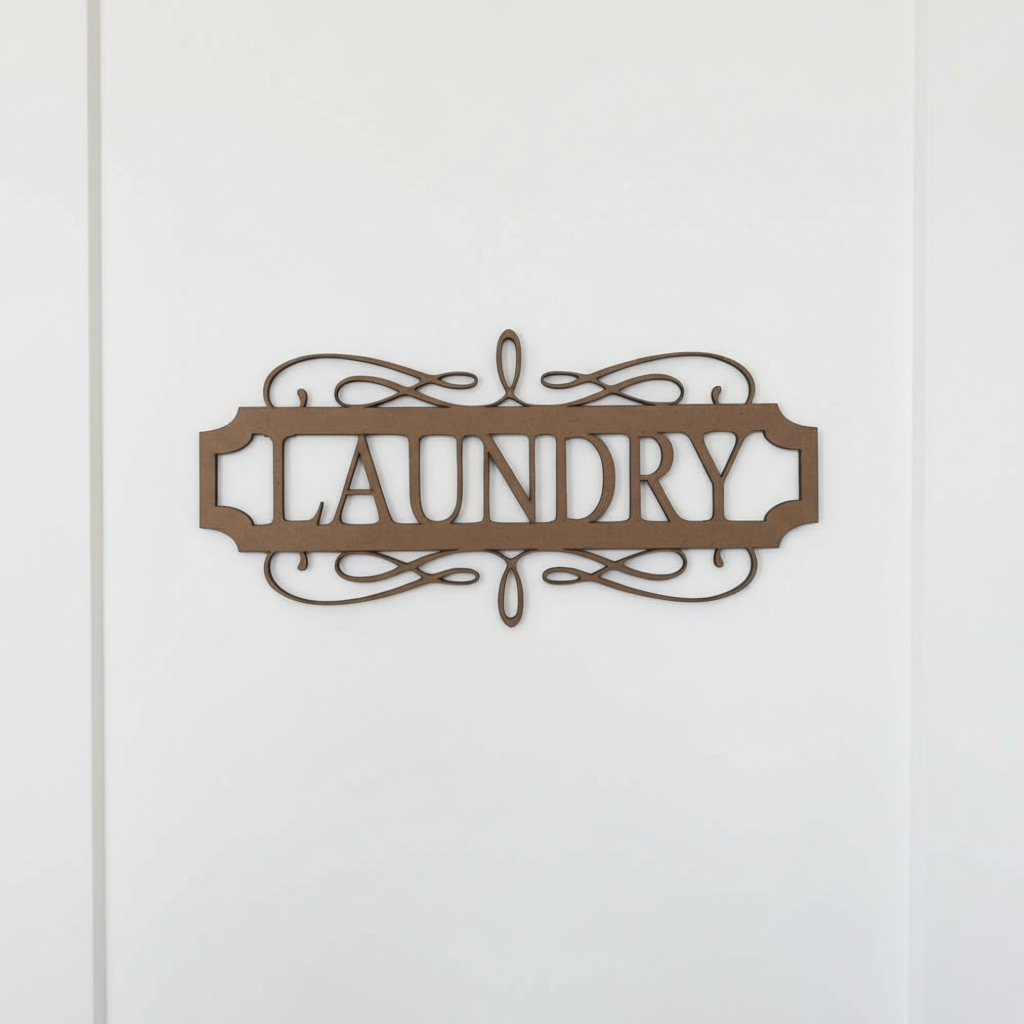 Laundry MDF sign on a flat door