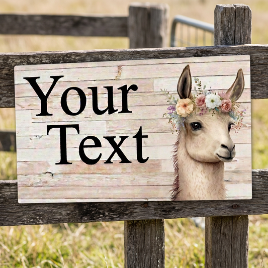 Llama sign at an Australian farm-stay entrance