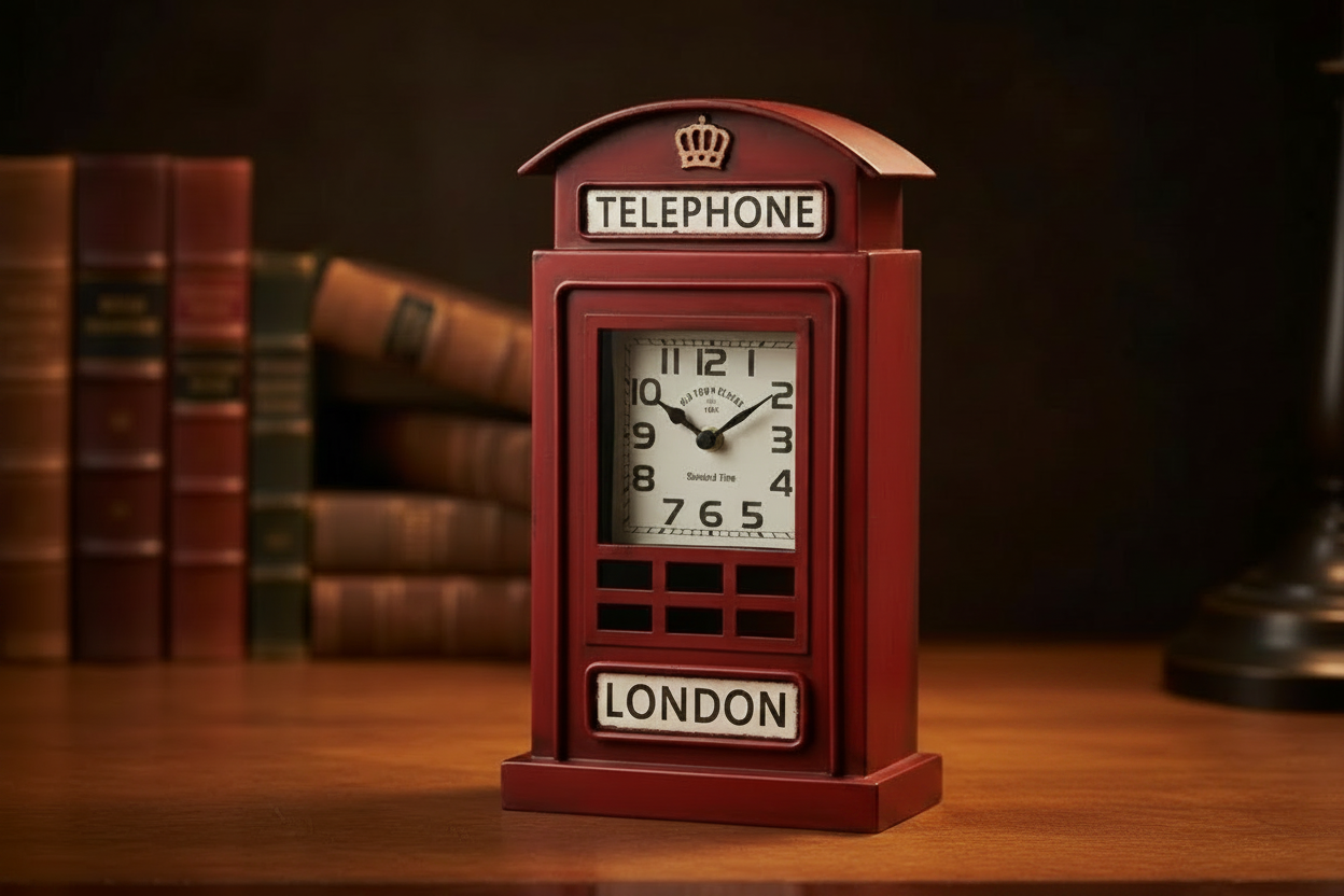 London Telephone Booth Clock - Lifestyle