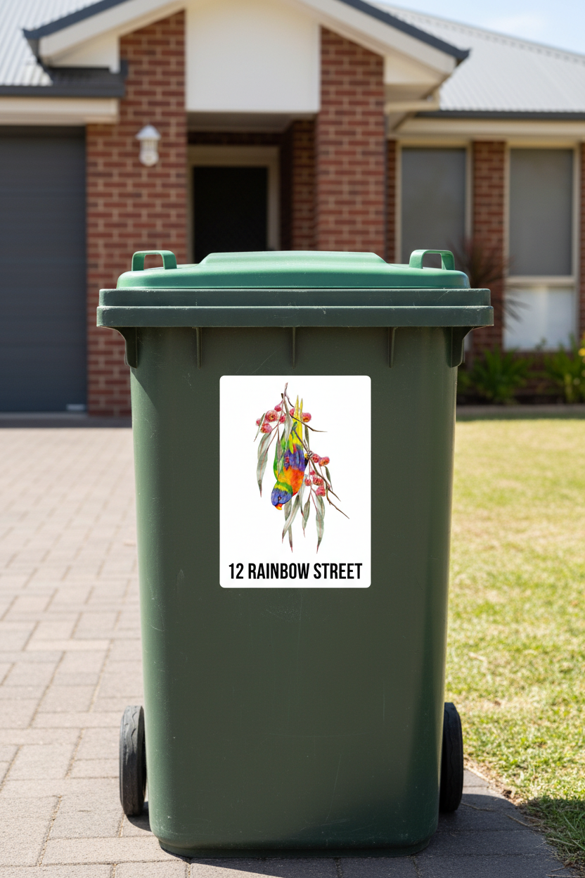 Lorikeet sticker with 12 Rainbow Street