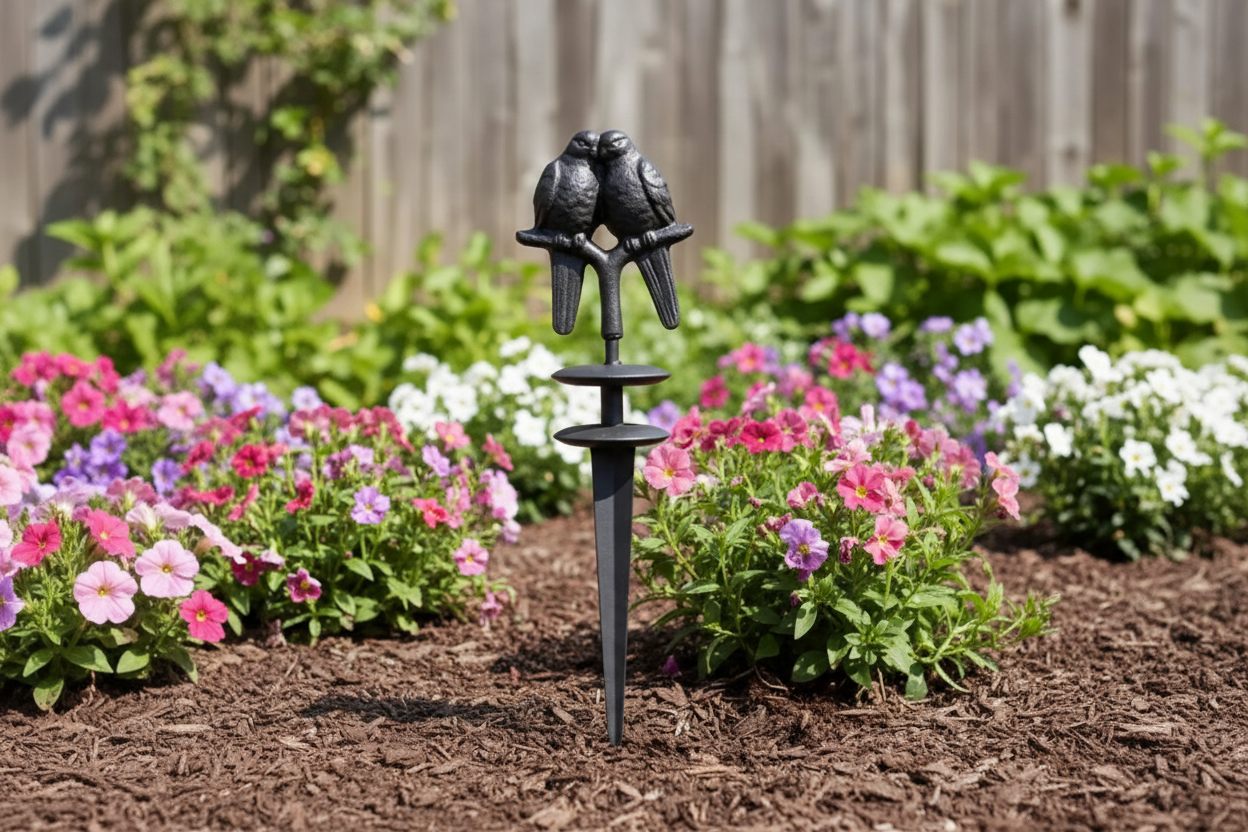 Lovebirds Stake Wide Garden Shot