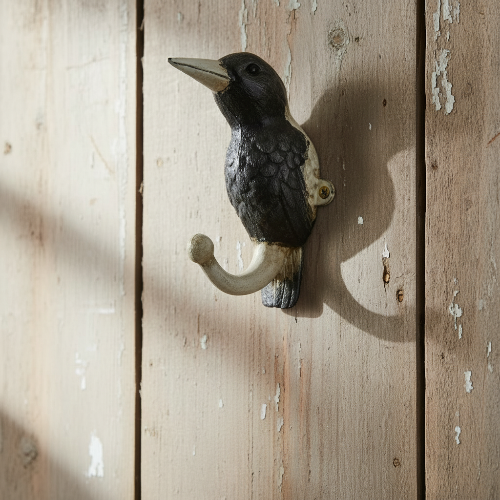 Magpie Bird Iron Hook 15cm x 8cm | Cast Iron Wall Hook