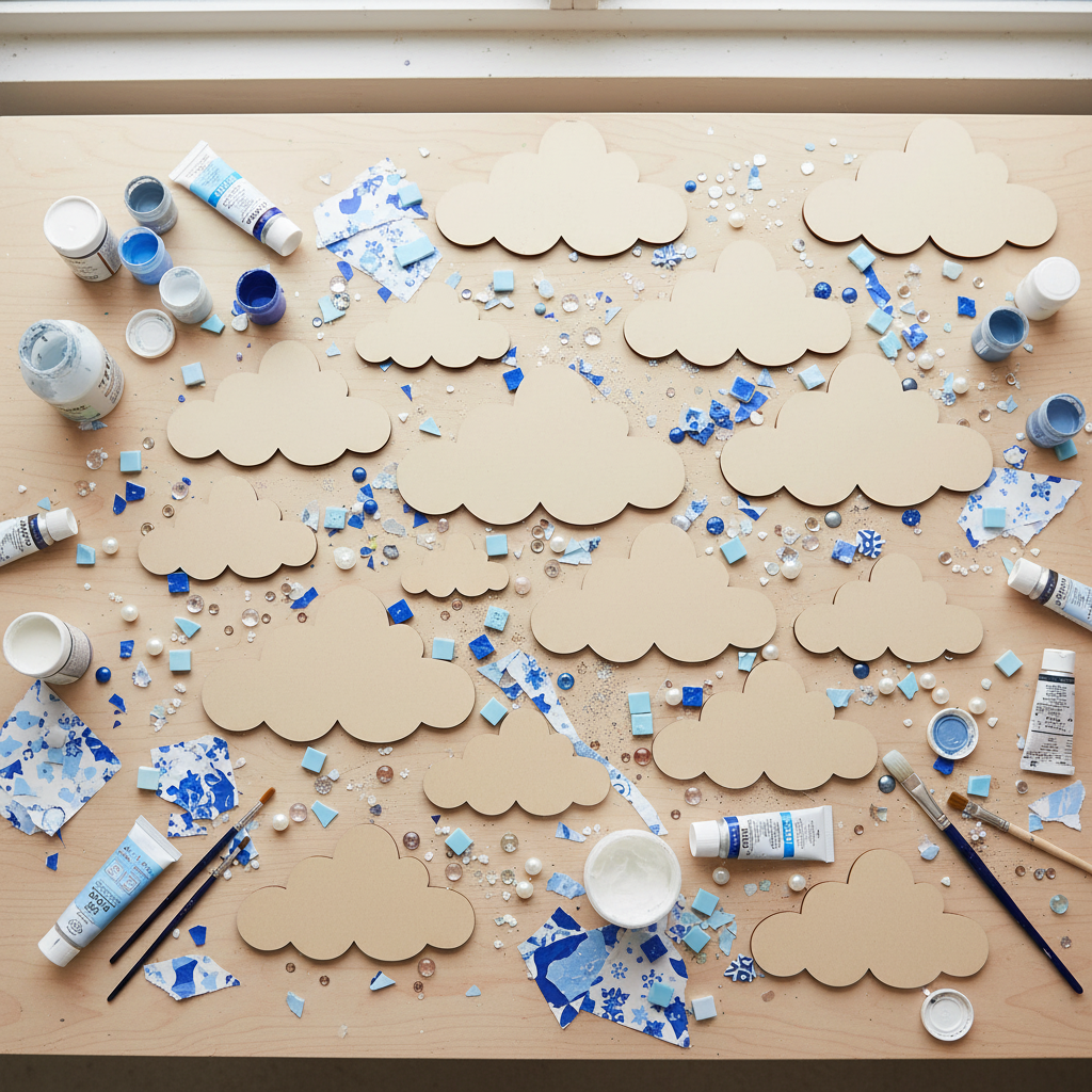 MDF cloud mosaic craft project