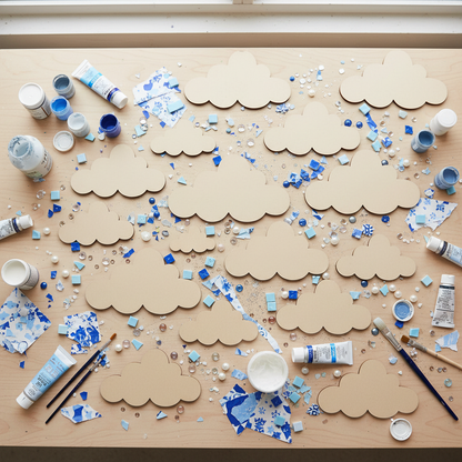 MDF cloud mosaic craft project