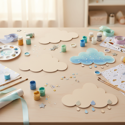 MDF cloud shapes for nursery craft decor