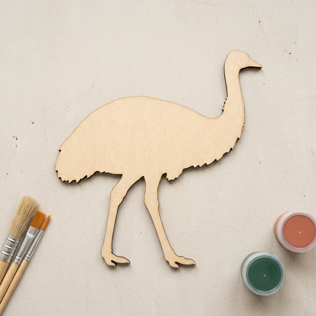 MDF emu on a painting craft table