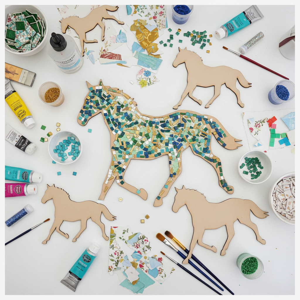 MDF running horse mosaic craft project