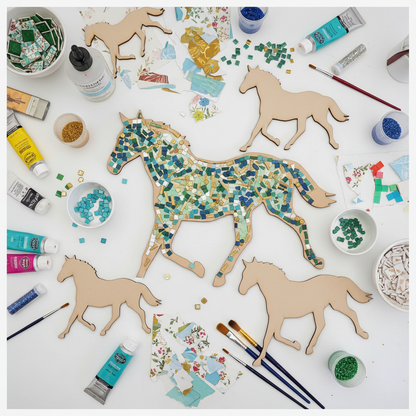 MDF running horse mosaic craft project