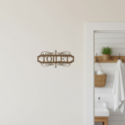 MDF Toilet sign on a flat wall surface