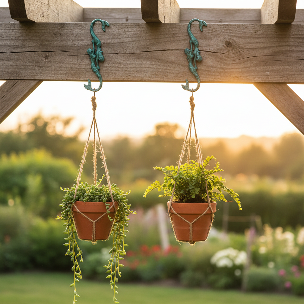 Mermaid S-hooks — pergola pot plants lifestyle