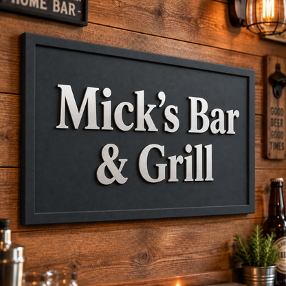 Mick’s Bar & Grill matching charcoal border