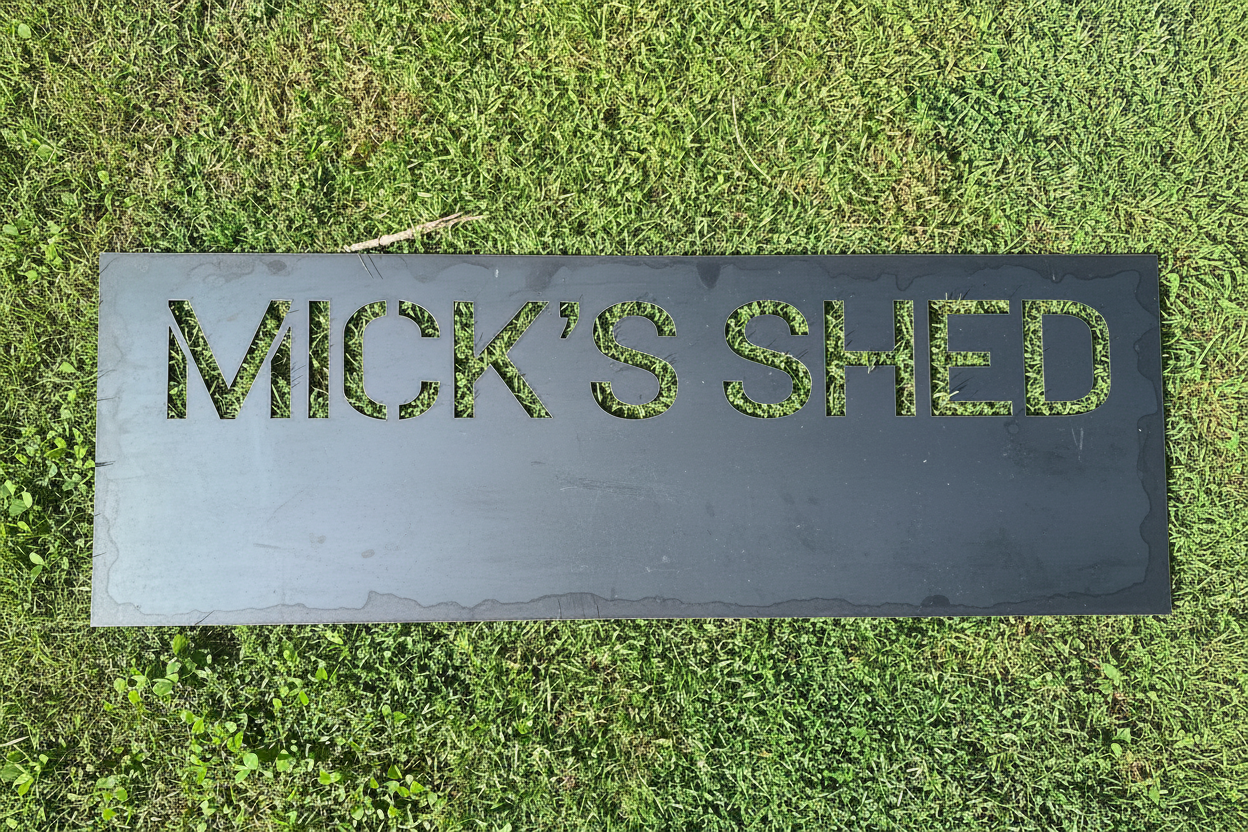 Mick's Shed sign