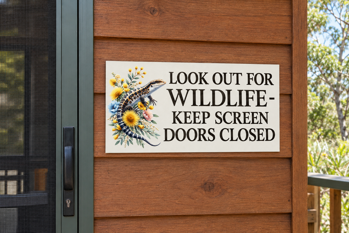 Mounted beside screen door at bush cabin