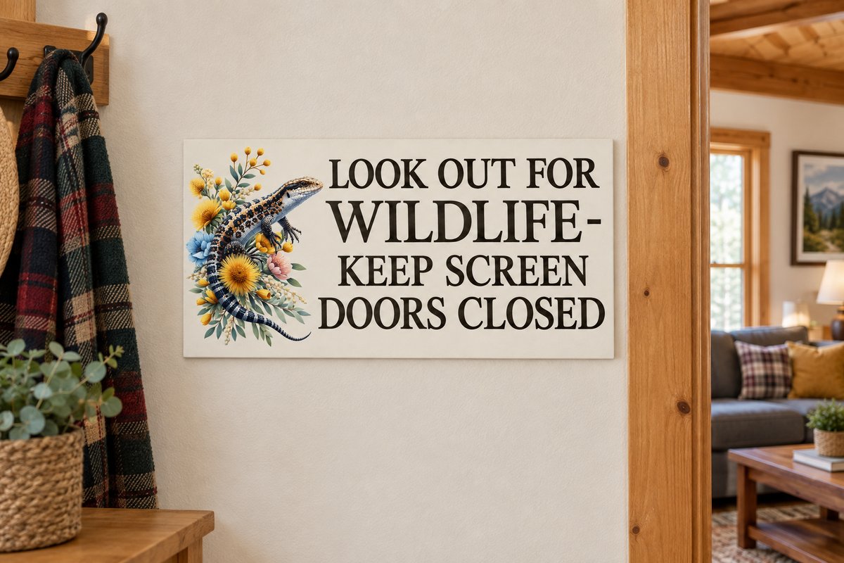 Mounted indoors on wall beside doorway