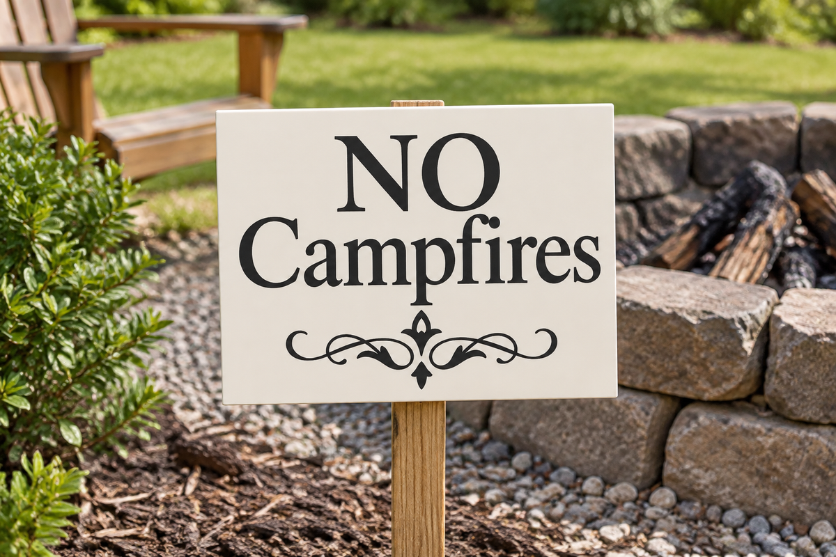 NO Campfires — stake near fire pit