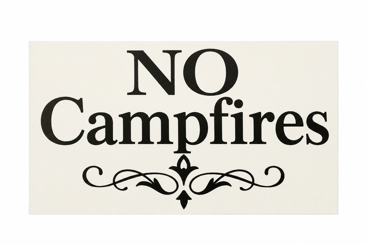 No Campfires — white background