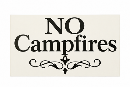 No Campfires — white background