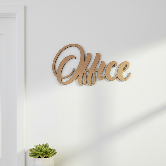 Office MDF sign on wall