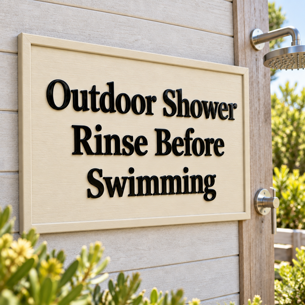 Outdoor Shower matching beige border