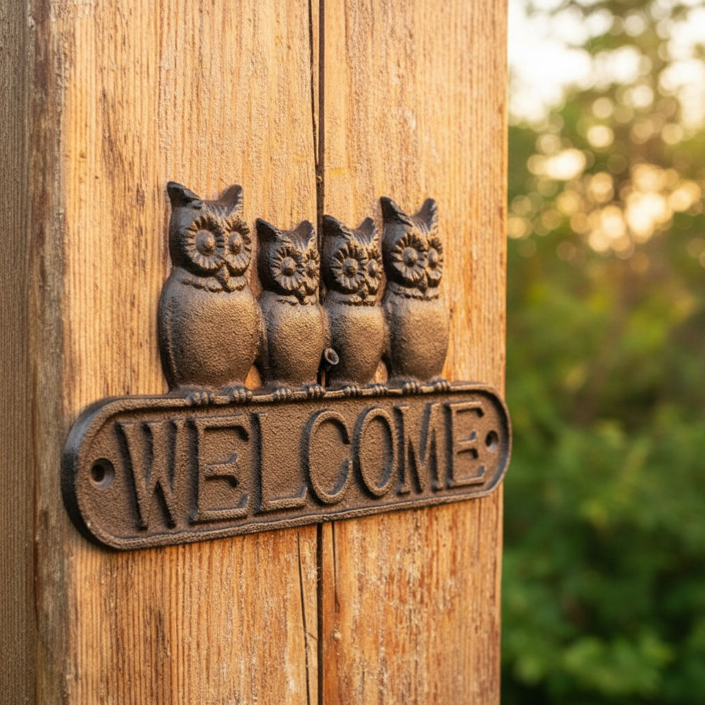 Owl Welcome Sign - Fence Post