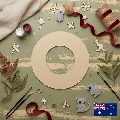 Painted farmhouse wreath project using MDF round ring