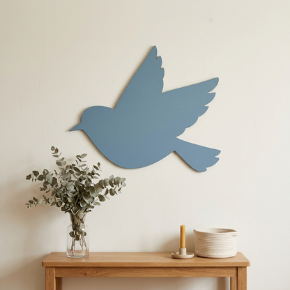 Painted flying bird used as nature-inspired wall decor