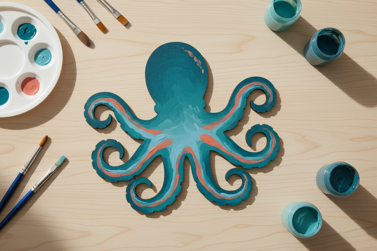 Painted MDF octopus craft project
