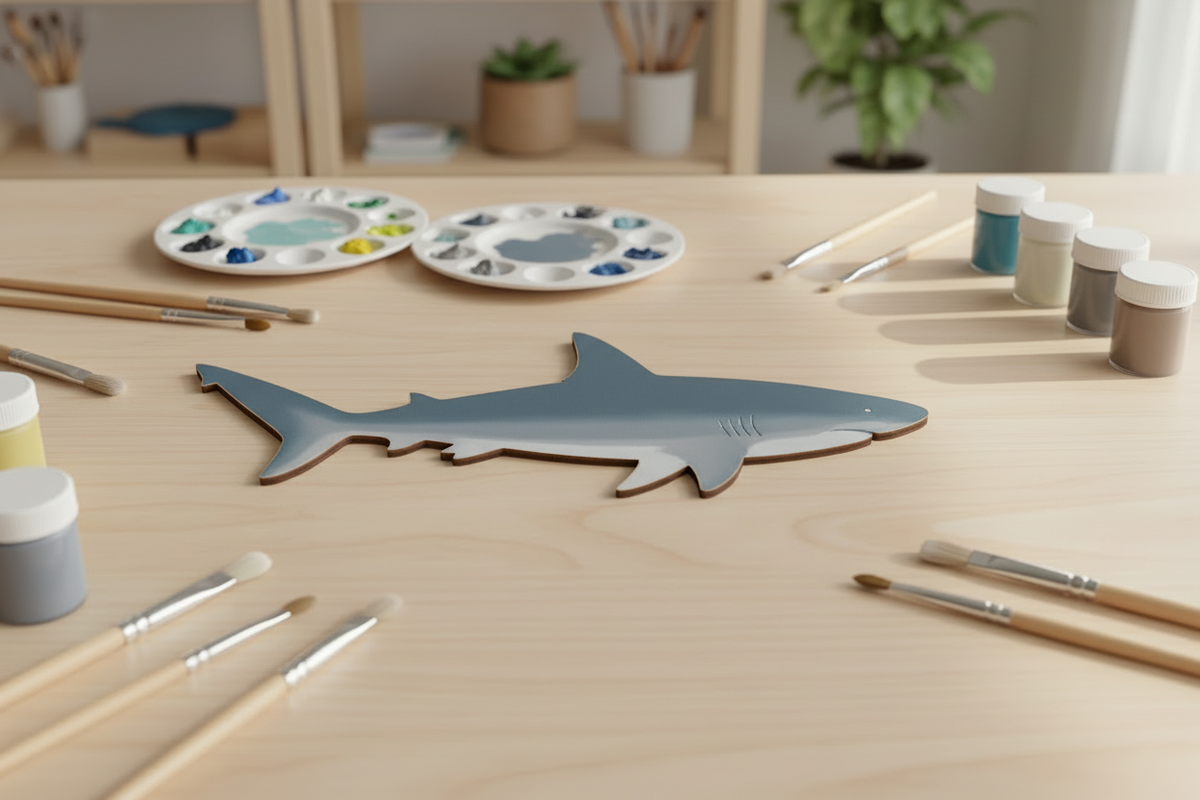Painted MDF shark craft project