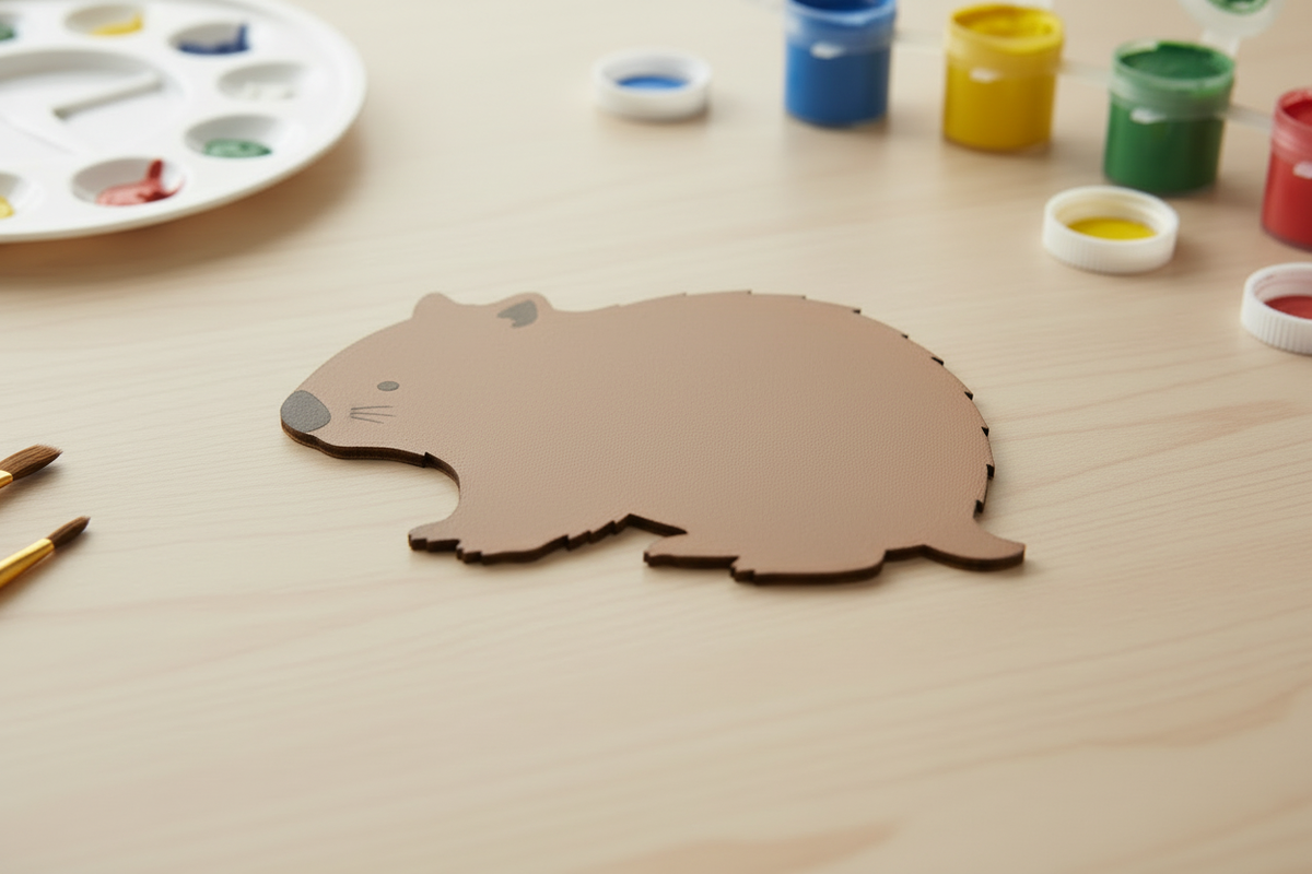 Painted MDF wombat craft project