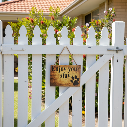 Paws Sign on white gate