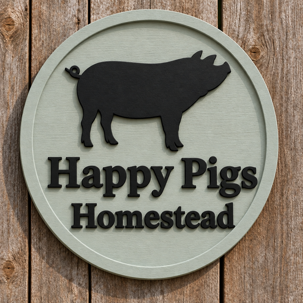 Pig sign with a raised circular border