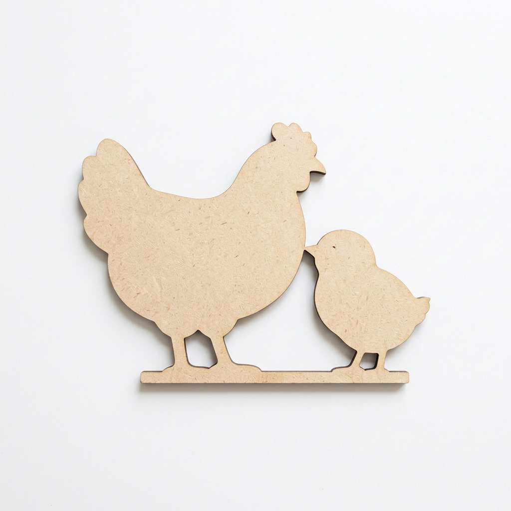 Plain MDF mother hen and chick concept