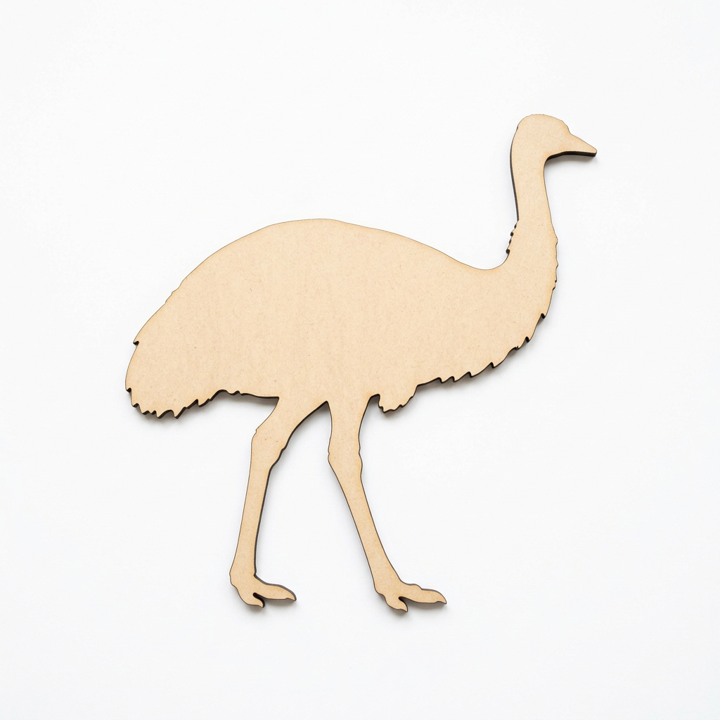 Plain raw MDF emu silhouette on white