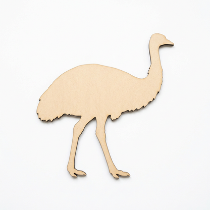 Plain raw MDF emu silhouette on white