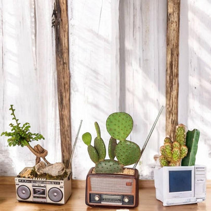 Planter Pot Radio Music Cassette Computer Retro Vintage - The Renmy Store Homewares & Gifts 