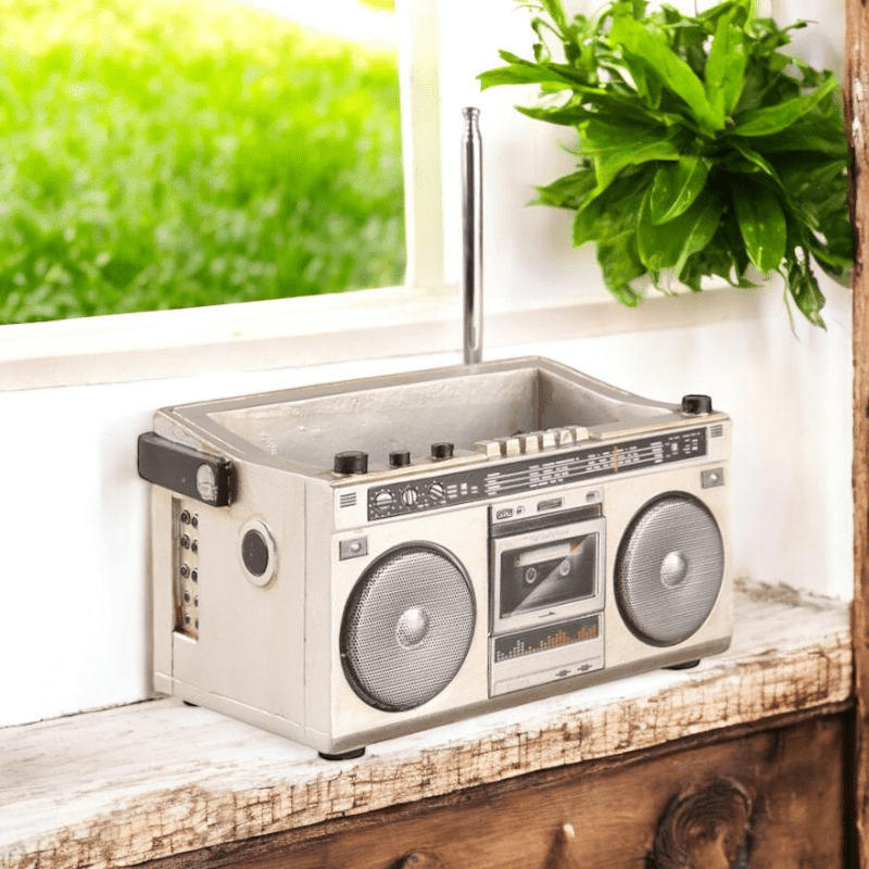 Planter Pot Radio Music Cassette Computer Retro Vintage - The Renmy Store Homewares & Gifts 