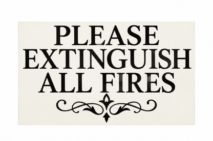 Please Extinguish All Fires — white background